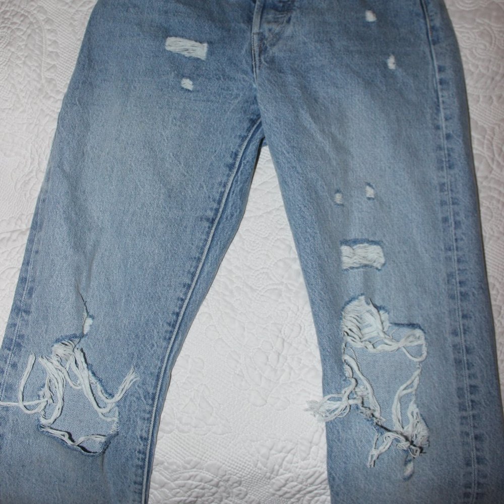 Levi's Distressed 501 Skinny Jeans Sz 24 - Picture 4 of 9